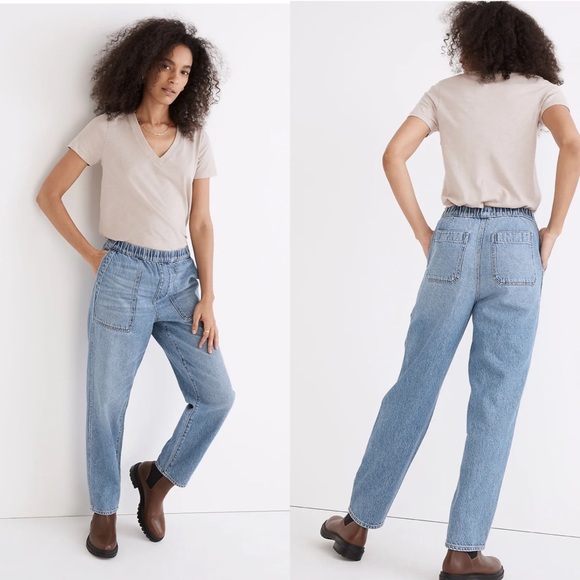 Madewell Pull-On Relaxed Jeans Beswick Wash Size XL - Picture 1 of 13